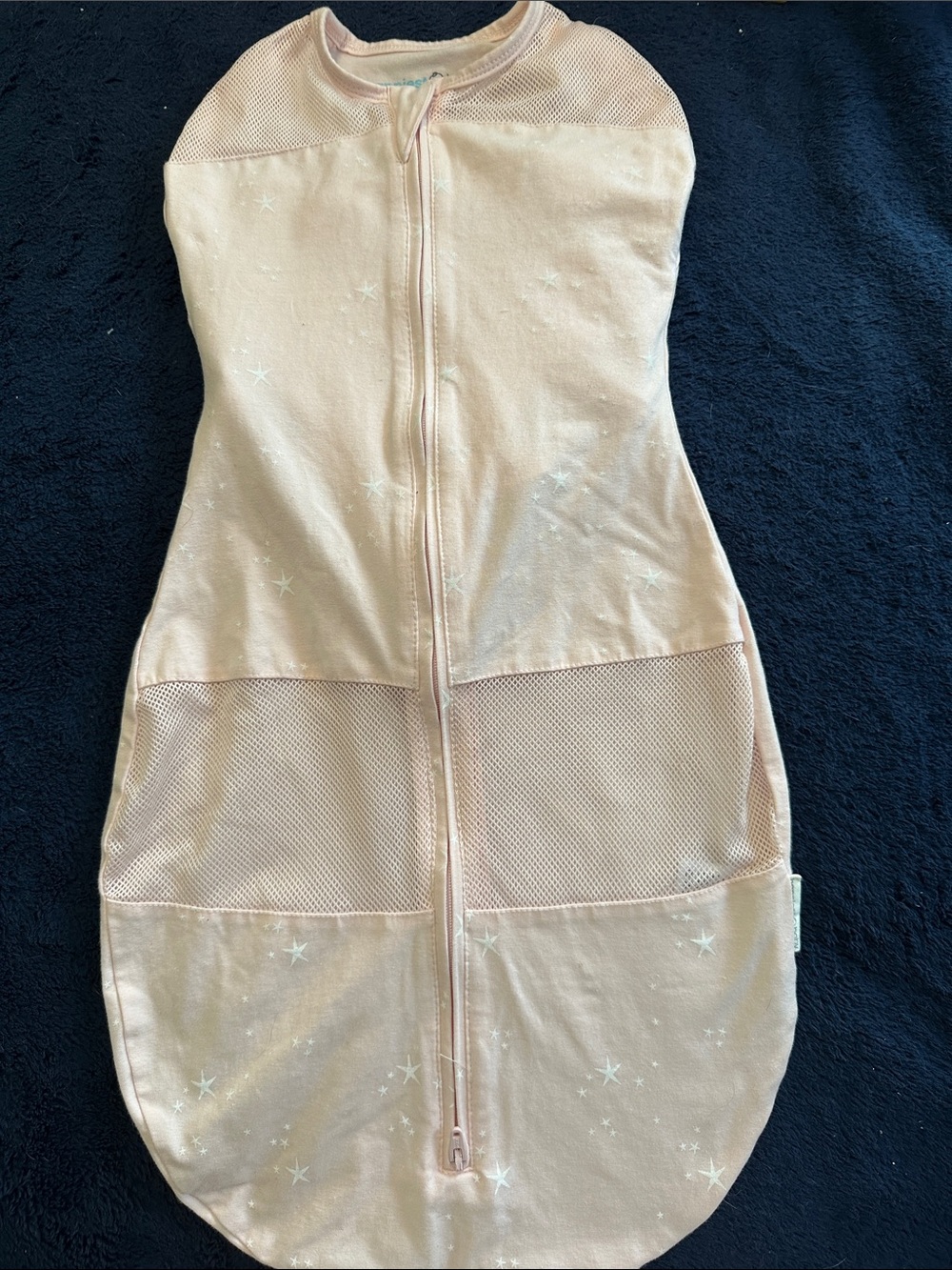 Light Pink Star-Print Baby Swaddle with Mesh Panels